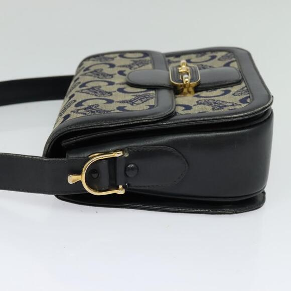 CELINE C Sulky Shoulder Bag Canvas Navy Gold - Picture 4 of 13